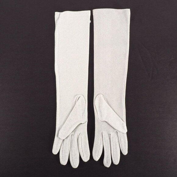 Vintage Womens Opera Gloves Size M Metalic Silver NOS 15 Inch Long Hello 80s - Picture 5 of 9